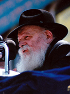 Menachem Mendel Schneerson - the Lubavitcher Rebbe. Lag BaOmer parade. Brooklyn, New York, USA. May 17, 1987 Rebbe Schneerson
